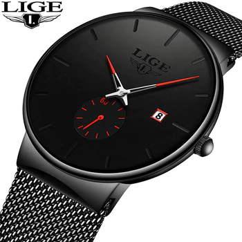 LIGE Quartz Watch Women And Men Watch Top Brand Luxury Famous Dress Fashion Watches Unisex Ultra Thin Wrist watch Para Hombre
