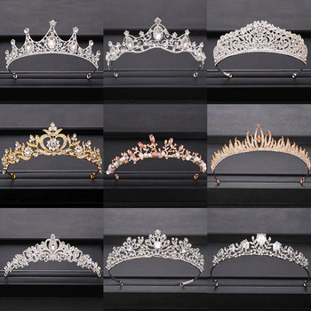 2020 Top Wedding Crown for Bridal Headpiece Gold Silver Baroque Crystal tiaras and crowns Bride tiara Wedding Hair Accessories