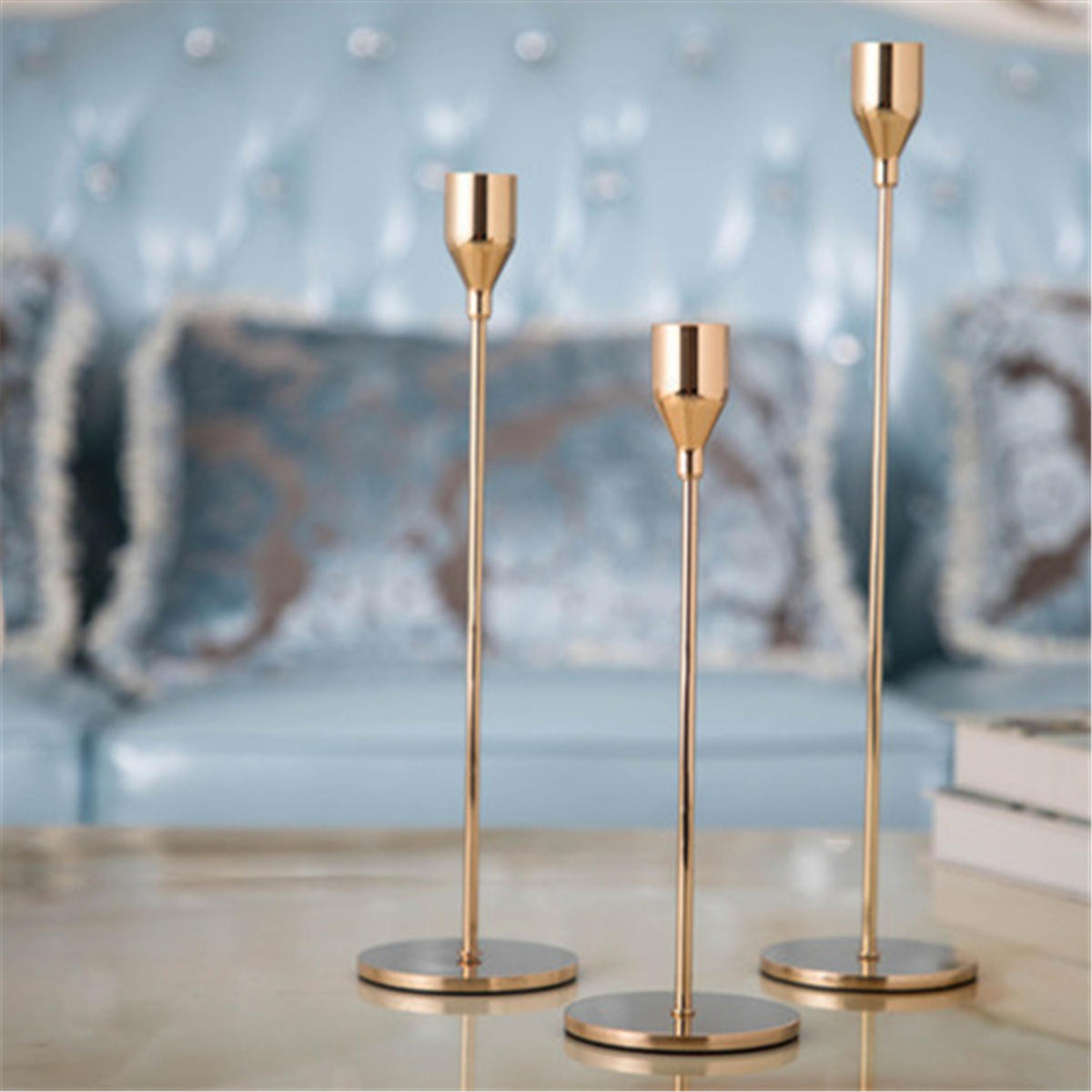Modern Gold Candlestick Candle Holder Table Dinner Tealight Party Wedding Decorations