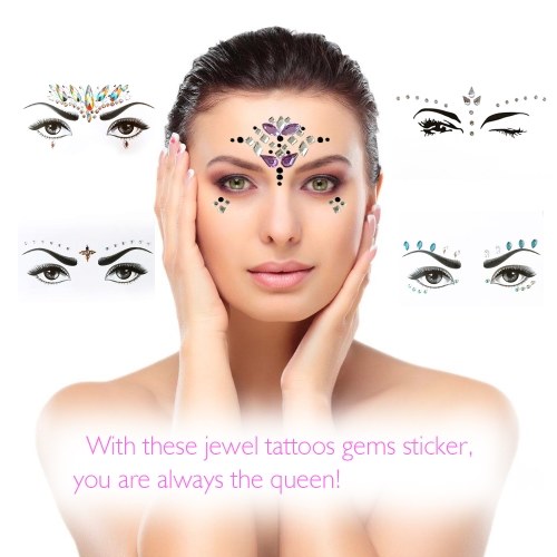 DIY Adhesive Face Gems Rhinestone Temporary Tattoo Jewels Festival Party Body Glitter Stickers Flash Temporary Tattoos Sticker  Easy To Operate
