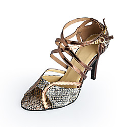 Women's Dance Shoes Latin Shoes Ballroom Shoes Heel Buckle Stiletto Heel Bronze Buckle / Leather
