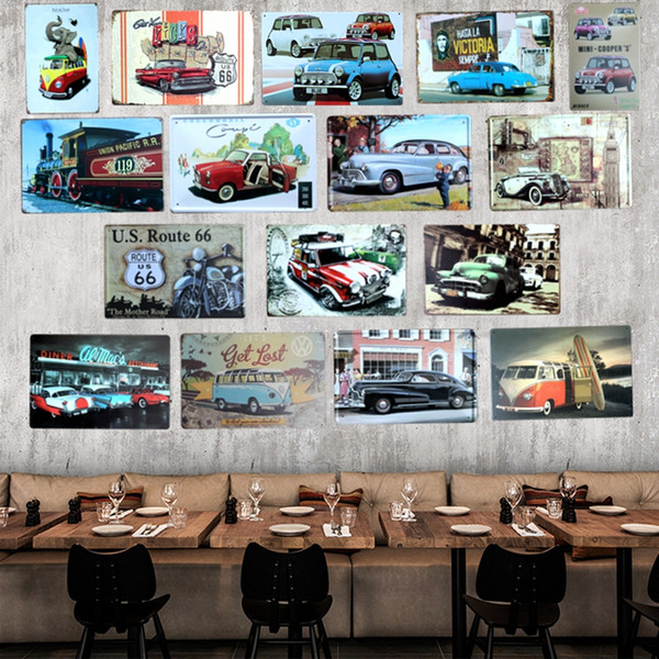 vw bus vintage car tin sign tinplate plaques poster art wall decoration house cafe bar retro metal painting mix order 20*30 cm