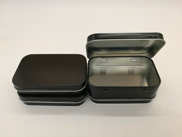 new arrival black hinge tin box rectangle gift box sealing plain tin 95x60x21mm 100 pcs