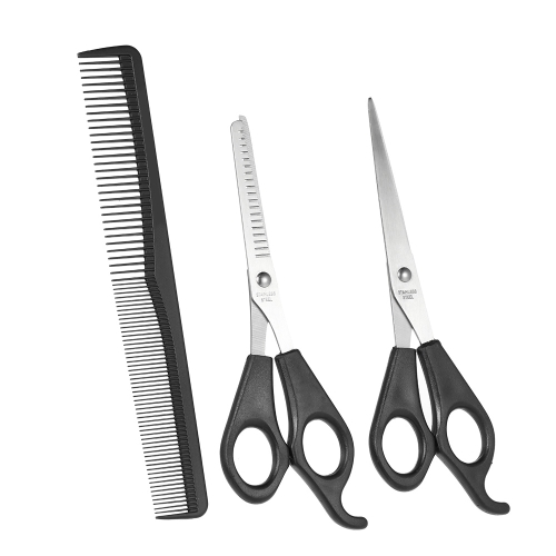 3pcs / set coupe de cheveux ciseaux à effiler ensemble ciseaux de cheveux ensemble de peigne à cheveux professionnels ciseaux de coiffure avec peigne à cheveux