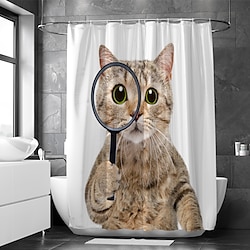 Shower Curtain with Hooks,Cat Pattern Funny Art Fabric Home Decoration Bathroom Waterproof Washable Shower Curtain with Hook Luxury Modern Lightinthebox