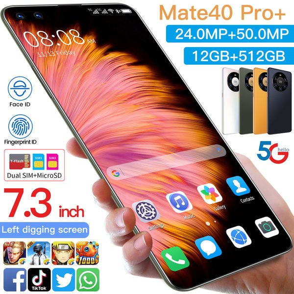 MATE40Pro Cell phone 7.3 Inch 6000mAh Octa Core Quad 16GB 512GB Rear Camera Android Mobile Phone 5G 4G LTE Smartphone
