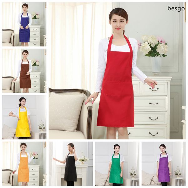 Cooking Baking Apron Solid Color Kitchen Apron Restaurant Aprons For Women Home Sleeveless Apron 10 Colors Wholesale Customizable BH2667 DBC