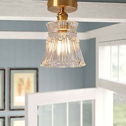 Lámpara de techo de montaje semiempotrado, luz de cobre de 12cm, lámpara de pantalla de cristal, lámpara de techo, iluminación de 110-240v Lightinthebox