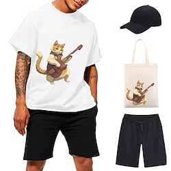 Animal Cat T-shirt Shorts Baseball Cap Print Graphic Bag Shorts T-shirt For Men's Women's Unisex Adults' Hot Stamping 100% Polyester Casual Daily Lightinthebox