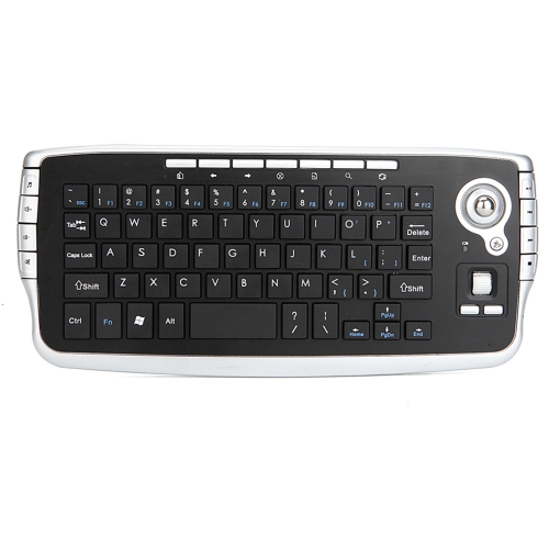 E30 2.4GHz Wireless QWERTY Keyboard with Trackball Mouse Silver