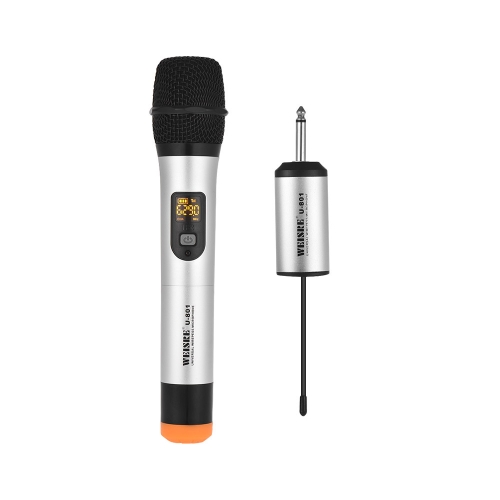 UHF Handheld Wireless Microphone Mic 50 Channels with Mini Receiver for Karaoke Business Meeting Speech Home Entertainment