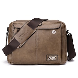 Men's Crossbody Bag PU Leather Daily Zipper Large Capacity Solid Color Black Khaki Coffee Lightinthebox