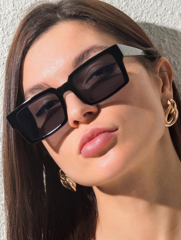 Fashion Women Classic Square-Frame Wide Arm Sunglasses