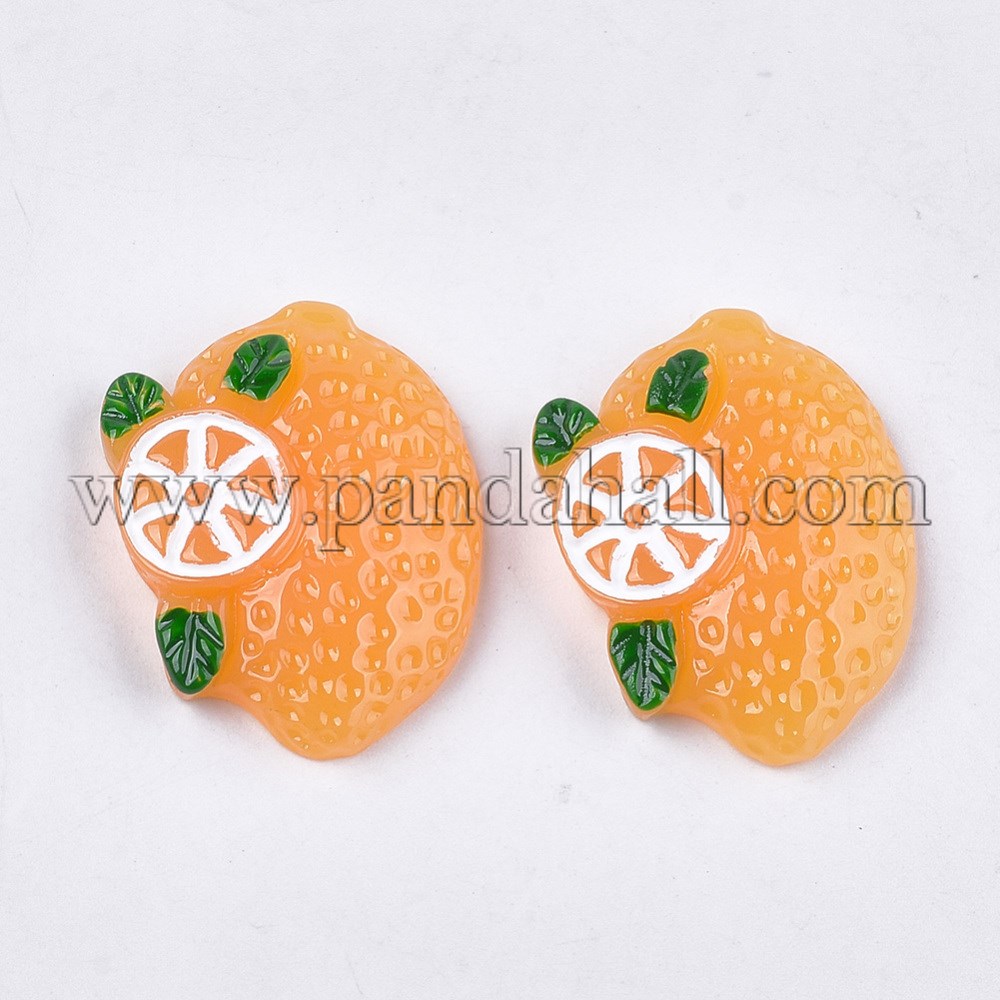Resin Cabochons, Lemon, Orange, 31x24.5x6mm