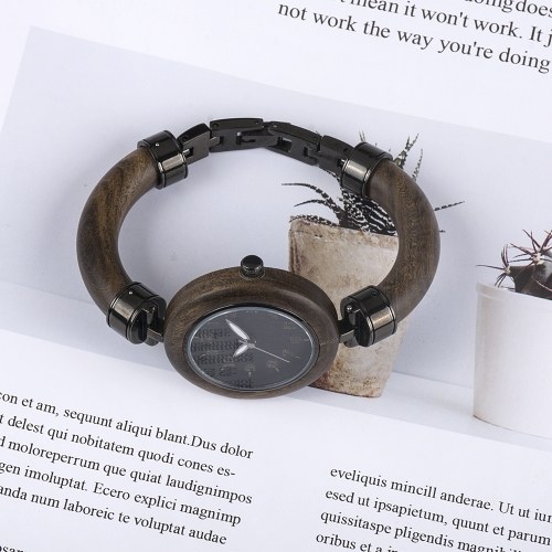 BEWELL ZS-W151A Women Wood Watch Quartz Movement Vintage Casual Bracelet Bangle Wrist Watch