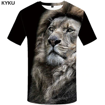 KYKU Lion T Shirt Men Animal Tshirt Sex Funny T Shirts Slim 3d Print T-shirt Hip Hop Tee Cool Mens Clothing 2018 New Summer Top