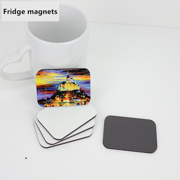 Sublimation blank DIY Fridge Magnets Wooden MDF Refrigerator Sticker Creative Magnets Gift Heat transfer Round Rectangle Square fridge magnet