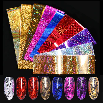 7 Colors Holographic Nail Foils Nail Transfer Sticker Rose Gold Champagne Nail Stickers 4*20cm Nail Art Design