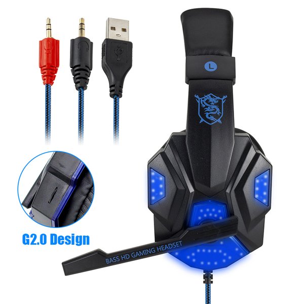 Professional Led Light Bass Gamer Wired Headset With Microphone For Switch PS4 Computer Gaming Over Ear Headphones For XBox PC