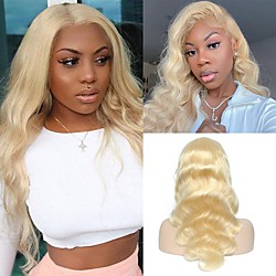 Human Hair 4x4 Closure Wig Middle Part style Indian Hair Burmese Hair Curly Deep Wave Blonde Wig 150% Density Classic Easy to Carry Comfy Women's Long Human Hair Lace Wig Lightinthebox / Daily Wear Lightinthebox