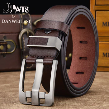 [DWTS]men's belt high quality leather belt men male genuine leather strap luxury pin buckle fancy vintage jeans free shipping