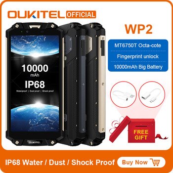 OUKITEL WP2 IP68 Waterproof Dust Shock Proof Mobile Phone 4GB 64GB MT6750T Octa Core 6.0