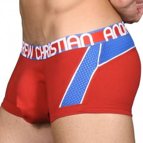 Andrew Christian Trophy Boy Active Mesh Boxer - Red S