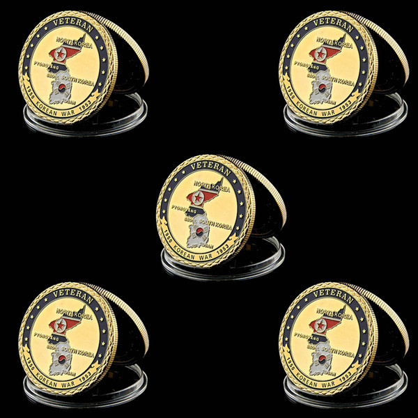 5pcs Challenge Coin 1950 Korean War 1953 Veteran Honor Our Real Heroes Craft 1oz Gold Plated Commemorative Badge