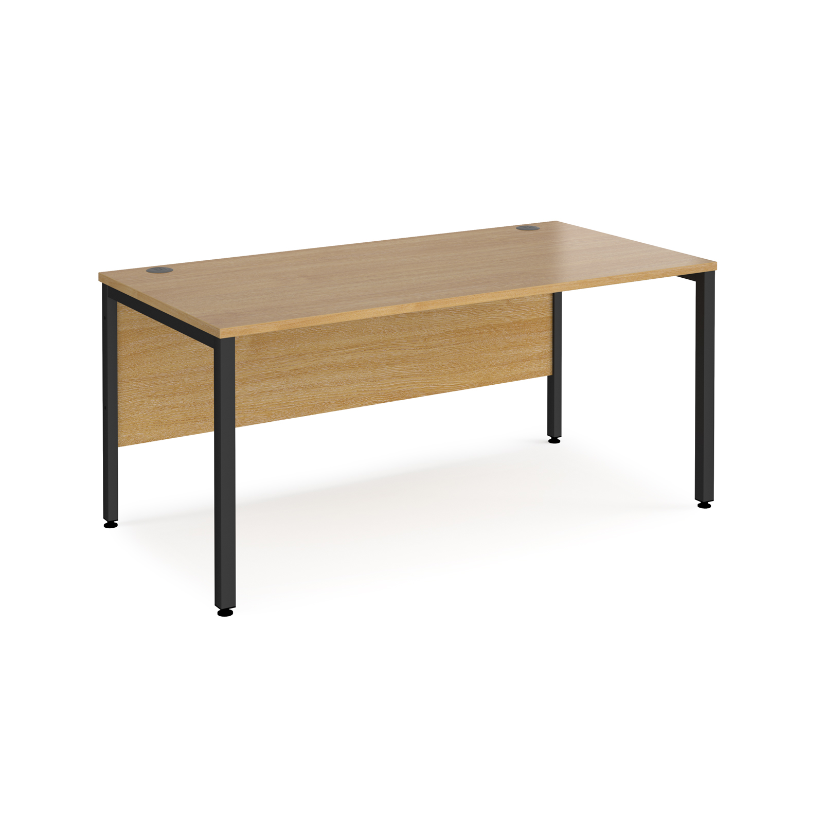 Maestro 25 straight desk 1600mm x 800mm - black bench leg frame, oak top