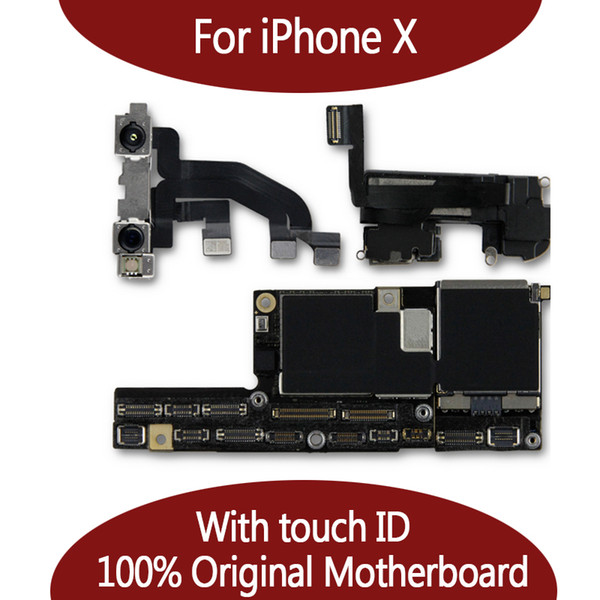 for iphone x 10 100% unlocked original motherboard with face id 64gb 256gb ios logic board with full chips mainboard for replace