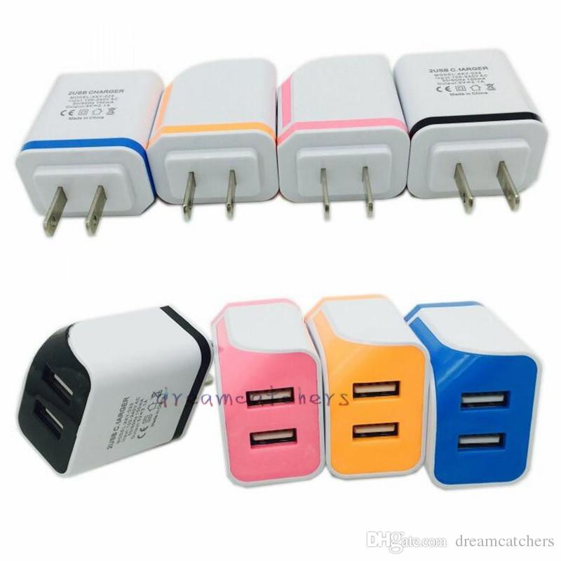 New US Dual USB AC Power Adapter Wall Charger Travel Adaptor Full 5V 2A Universal for iphone Samsung HTC Mobile Phone