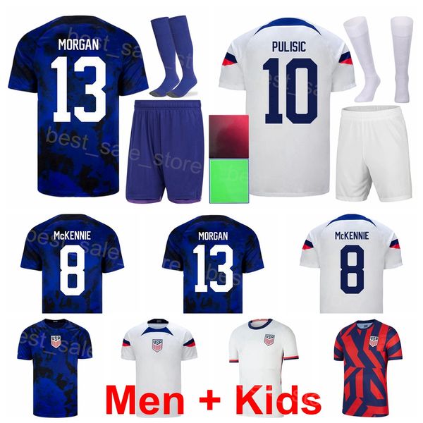 Man Kids USAS Soccer Ricardo Pepi Jerseys 2022 Qatar World Cup Brenden Aaronson Jesus Ferreira Weston McKennie Walker Zimmerman Weah Football Kits National Team