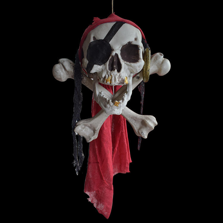 Halloween Buccaneer Secrets Escape Haunted House Decorated Terror Skull Bone One-Eyed Pirates Hanging Skull Head