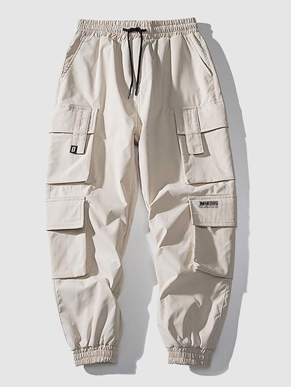 ZAFUL Men's Multi Flap Pockets Drawstring Cargo Jogger Techwear Pants Xs Khaki