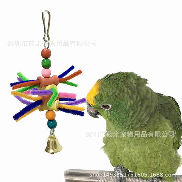 small-sized parrot gnaw toys cage colourful caterpillar gnawing string bird toys parrot articles 22g