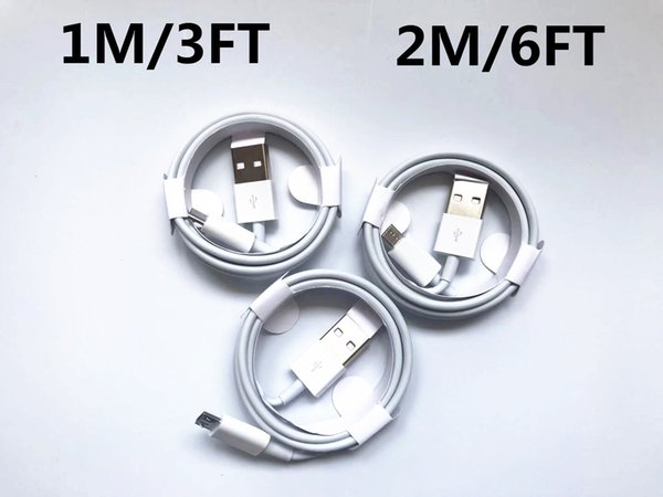 100pcs/lot 7 generations Original OEM quality Cables 1m/3ft 2M/6ft Micro USB Data Sync Charge Cable With Retail box