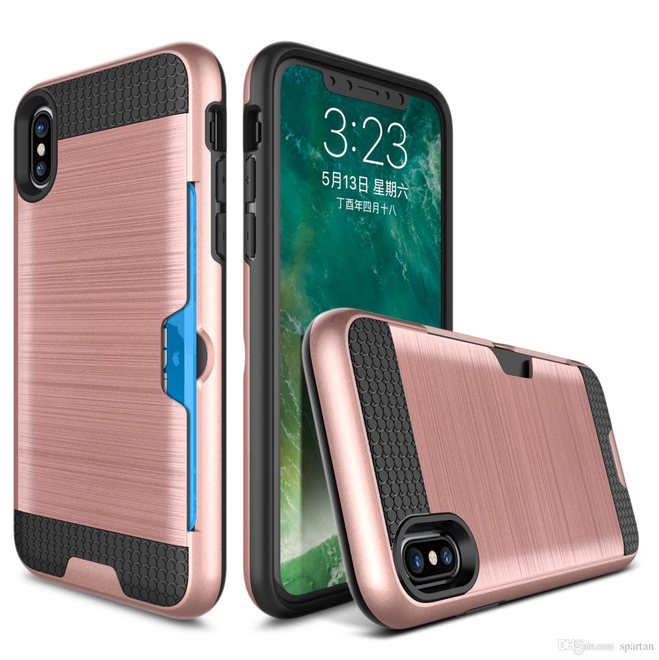 Hybrid Defender Protector Brushed Metal Armor Cases for iphone X 8 7 Plus 6s samsung note 8 s8