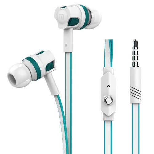 LANGSDOM JM26 Wired In-ear Earphones Stereo Gaming Headsets Headphones with In-line Contol & Microphone for iOS Android Phones White with Blue