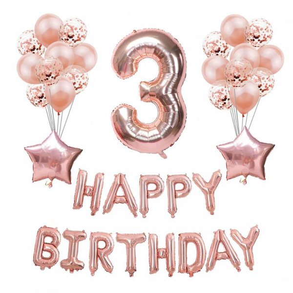 Party Decoration 3rd Birthday Balloons Boy Girl Number 3 Years Third Decor Baby Shower Supplies 63D