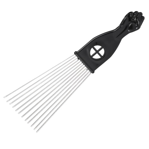 Metal Afro Peine Africano Americano Selección Peine Cepillo De Pelo Peluquería Styling Herramienta Negro Puño