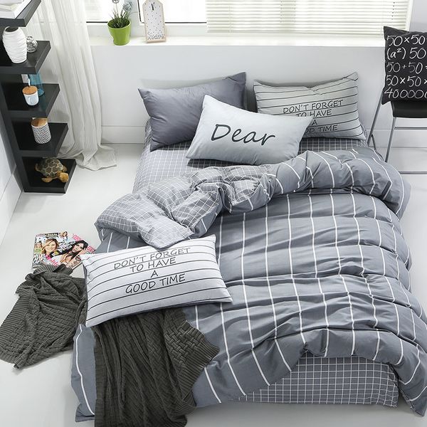 Home Textile Four-piece Cotton Nordic Fashion Simple Ins Wind Quilt Bedding Full Cotton Double Bed Sheet