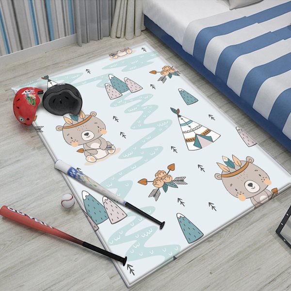 Fashion Cute Cartoon Fox Children Carpet Comfortable rug Non-Slip Flannel Hand Print Carpets Baby Play Mat