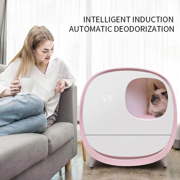 Cat Beds & Furniture Litter Box Fully Enclosed Drawer Toilet Large Intelligent Deodorant Anti-splash Pedal Channel Pet Supplies