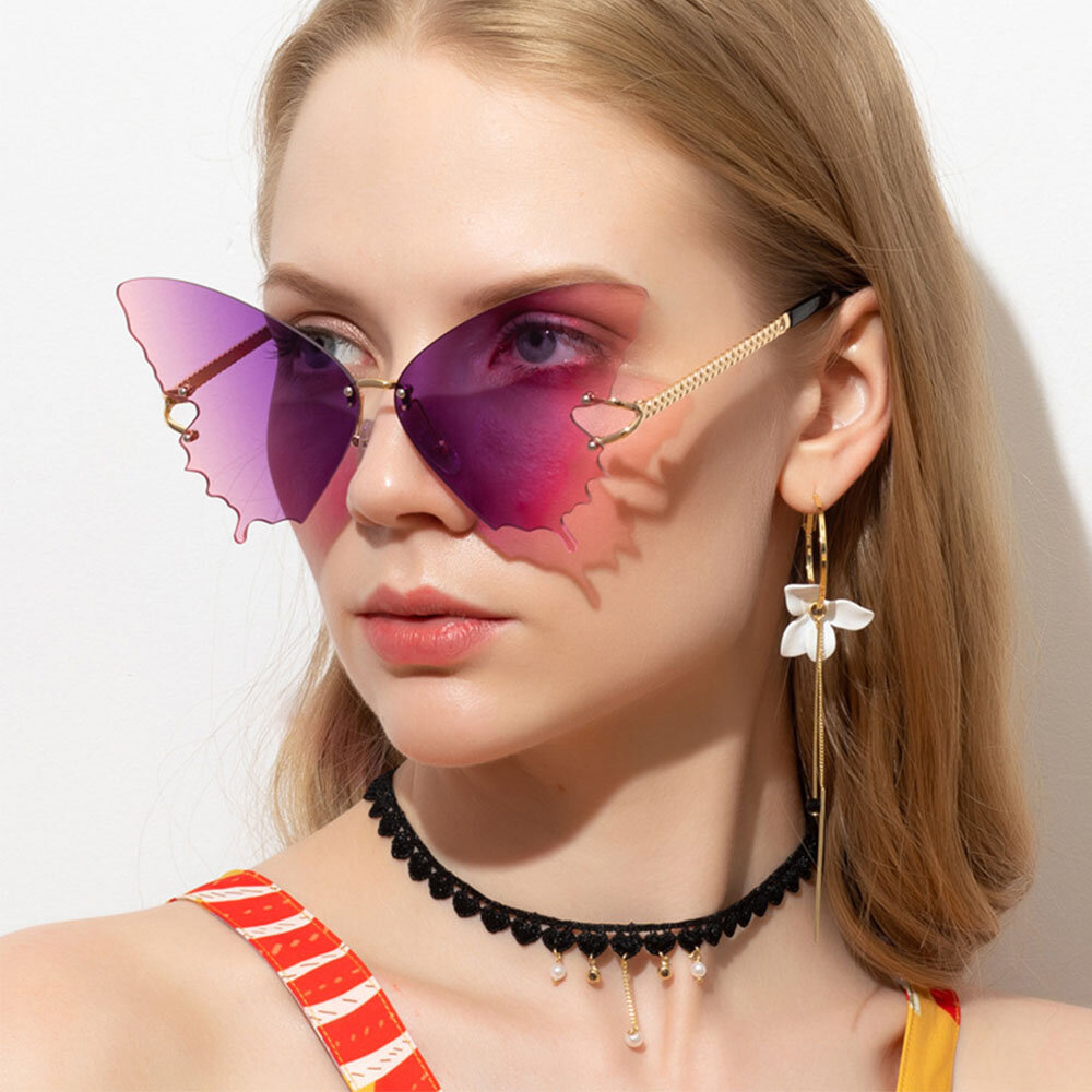Frauen übergroße Rahmenfarbe Farbverlauf Schmetterling Form Persönlichkeit Mode Sonnenbrille
