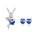 Classic (Eros Angel) Platinum Plated (Includes NecklaceEarrings) Jewelry Set (Dark Blue and Yellow)