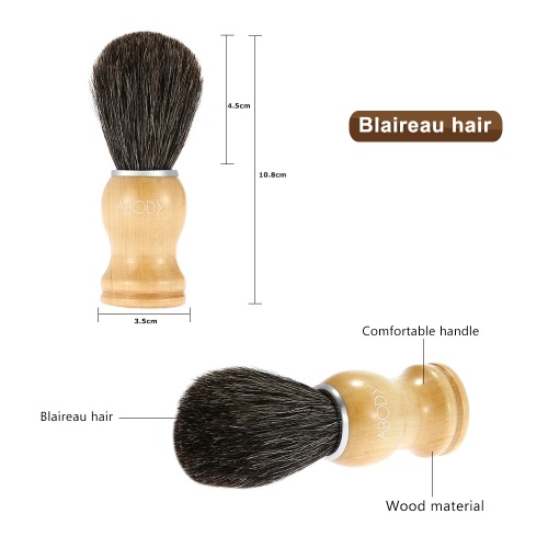 Abody Men's Blaireau Shaving Brush Male Hair Brush for Beard Cleaning Shave Facial Razor Brush with Wood Handle Face Cleaning Tool