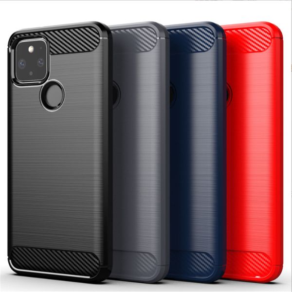 Brushed Texture Phone Cases For Google Pixel 7 3 6 Pro 6A 5 2 XL 4 4A 5G Pixel6 5A 3A 3XL 6Pro Cover Carbon Fiber Luxury Case Cover