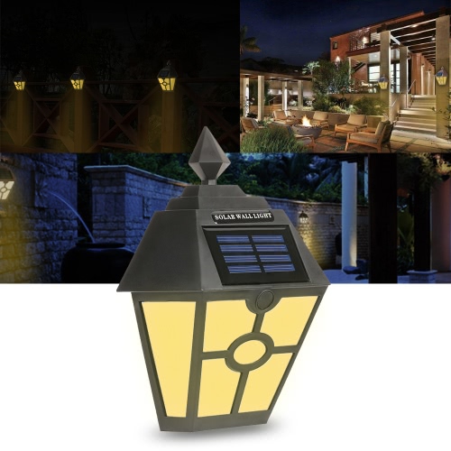 Retro IP65 Water Resistant Outdoor Solar Powered Night Light Induction Sensor LED Wall Lamp for Garden Courtyard Fence Corridor Aisle Patio