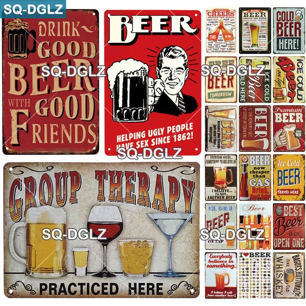 [SQ-DGLZ]DRINK GOOD BEER WITH GOOD FRIENDS Metal Sign Vintage Metal Plates Cafe Pub Club Home Wall Decor Tin Signs Retro Plaque