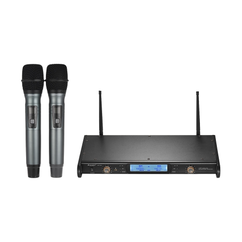 Baomic BM-7200 UHF Wireless Microphone System 2 Handheld Microphones + 1 Receiver with LCD display for Karaoke Business Meeting Speech Home Entertainment